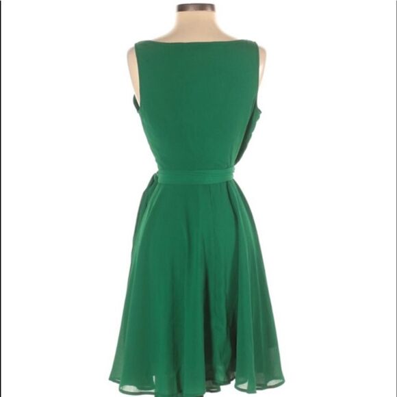 Kelly Green Chiffon Sheer Wrap Dress Asymmetrical Hem Fairycore Whimsical Ballet - Picture 4 of 9